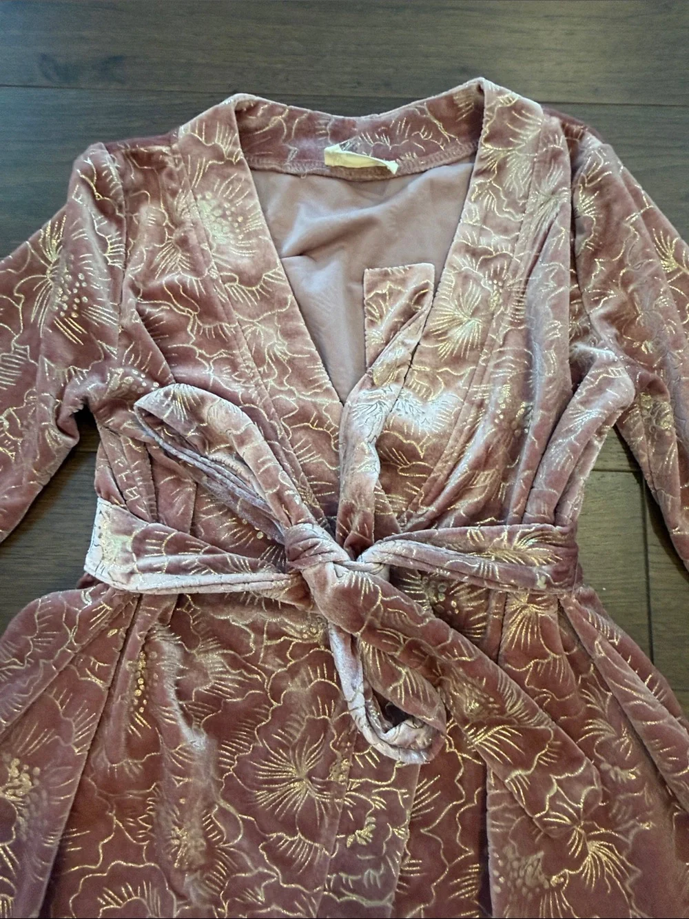 Mia Joy by Joyfolie Girls Velvet Floral Wrap Robe Size 6 - C36-204